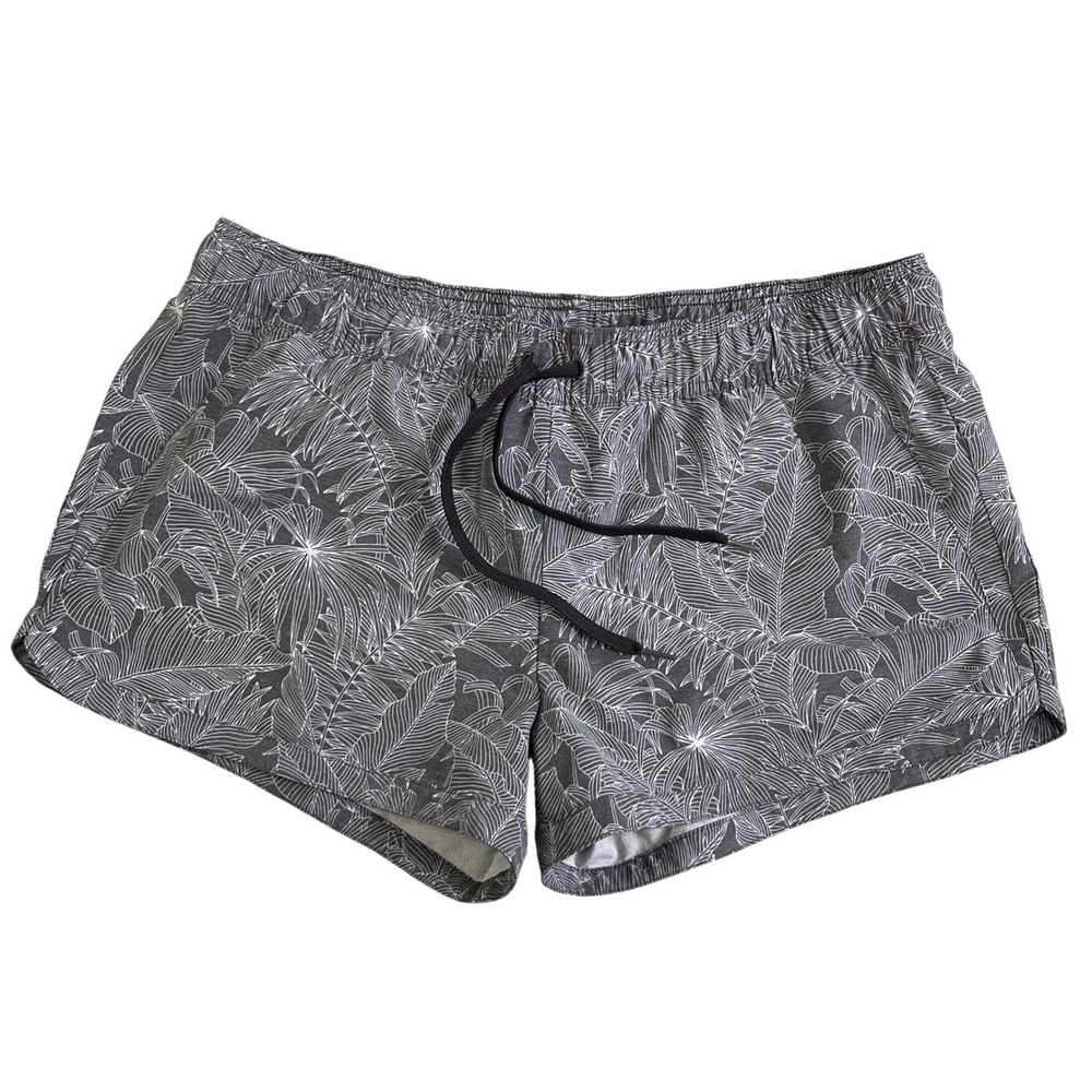 Prana Mariya Tropical Fronds Leaf Print Hybrid Shorts Womens Large Charcoal Gray